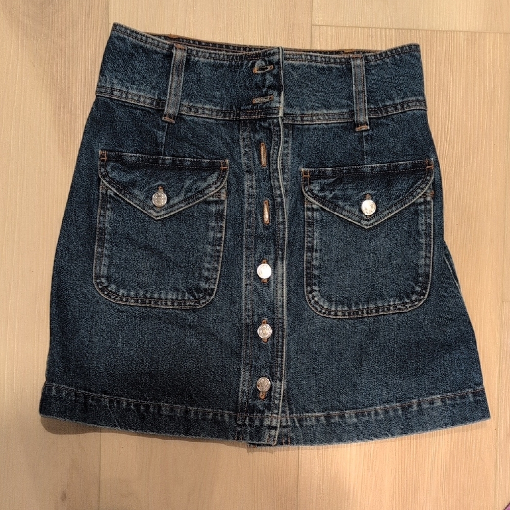 Sezane The Bettie Blue Denim Mini Skirt